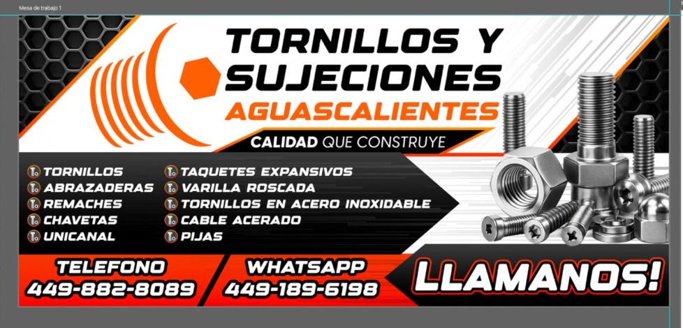 Tornillos y sujeciones industriales en Aguascalientes